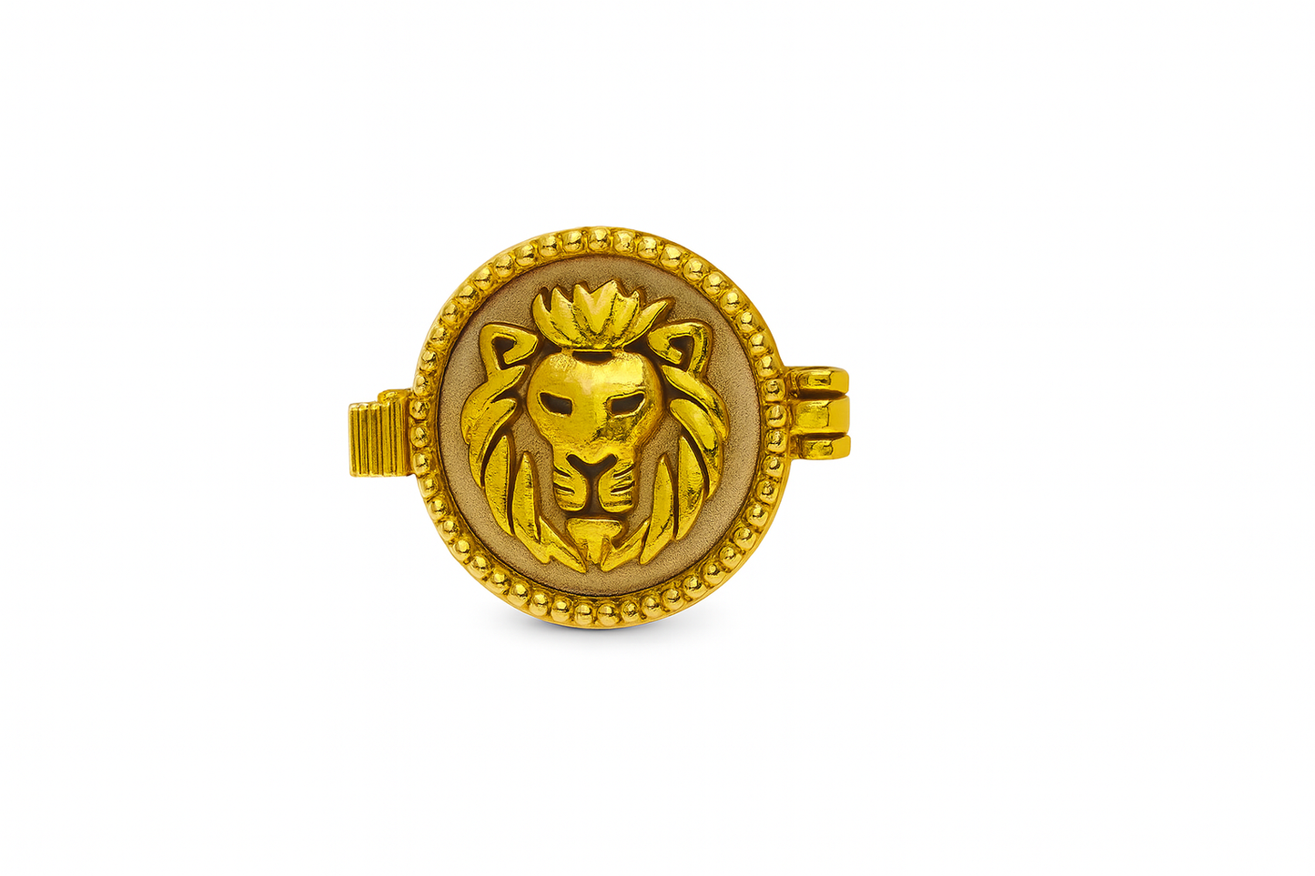Sterling Silver Gold Plated Lion Head Shirt Button Cover with Mother of Pearl
