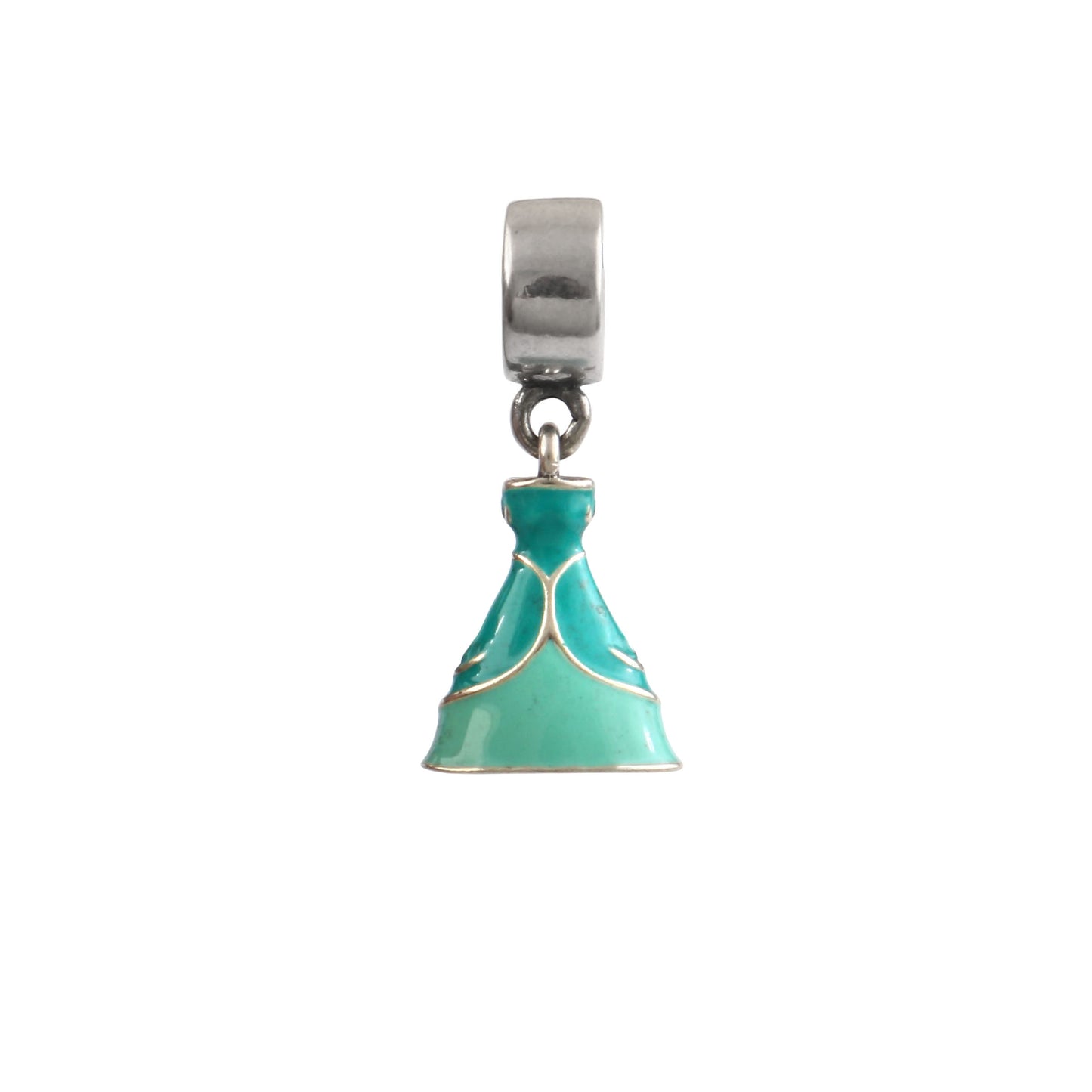 925 Sterling Silver Turquoise Dress Dangle Charm for Bracelet