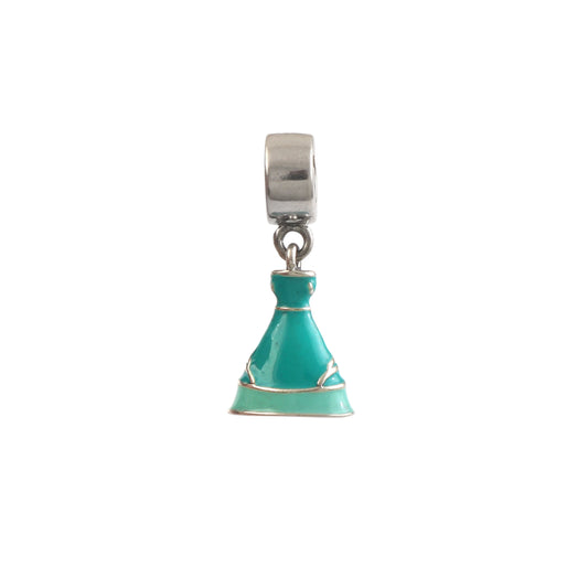 925 Sterling Silver Turquoise Dress Dangle Charm for Bracelet