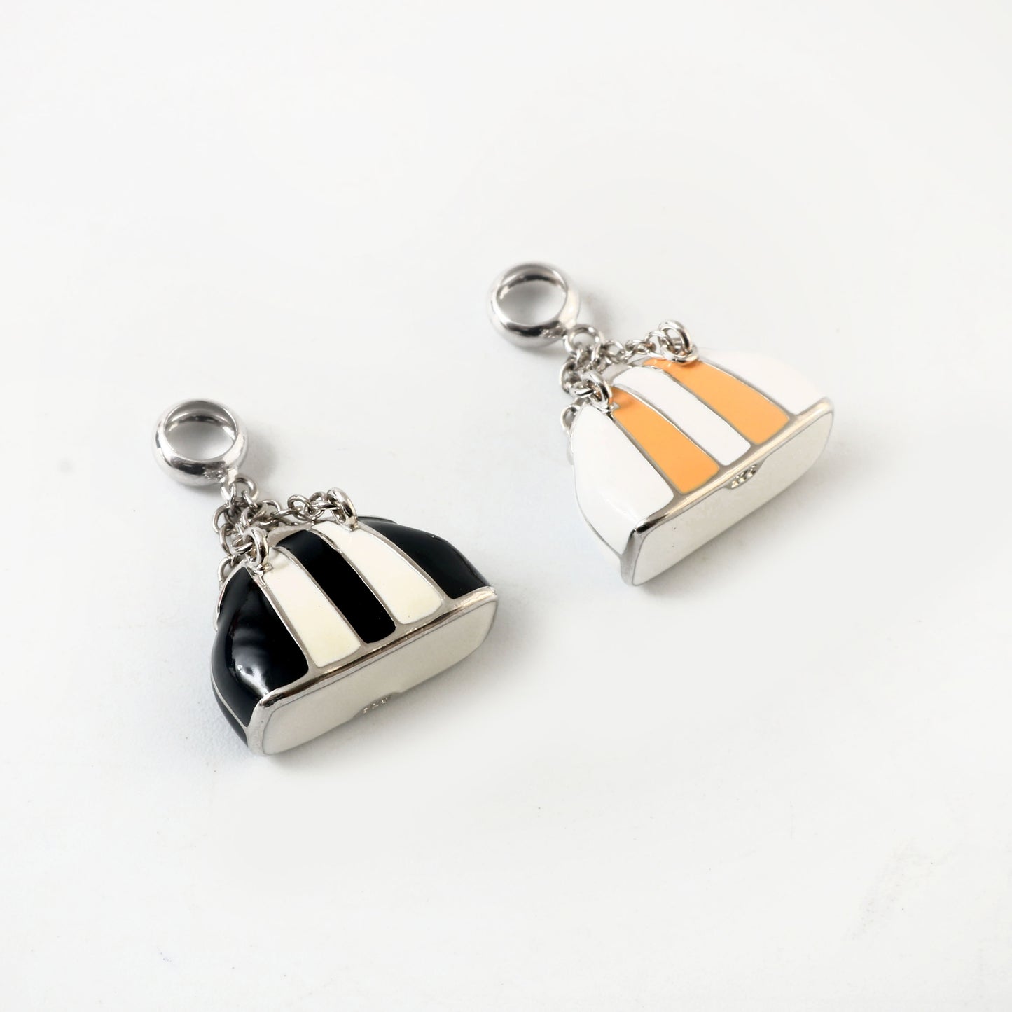 Black & Cream Duffel Bag Charm in 925 Silver