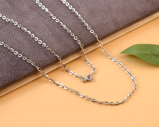 Sterling Silver Oval Link Chain | 925 Silver High Polish Cable Necklace for Men & Women