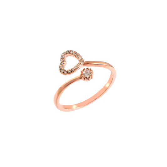 925 Rose Gold Open Heart Ring | Adjustable Silver Ring with CZ Stones | Dainty Love Jewelry for Women