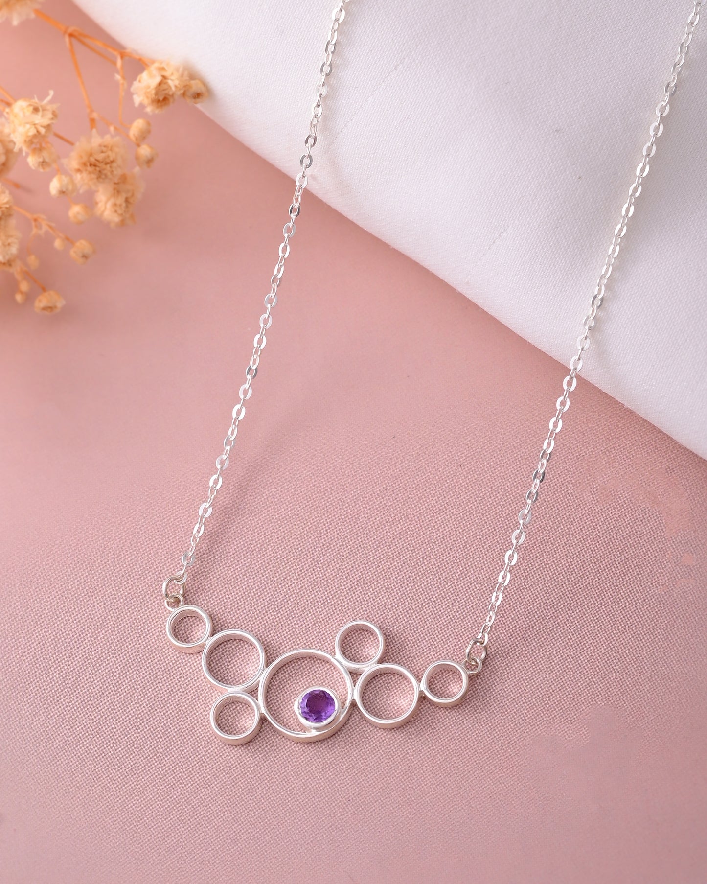 Amethyst Halo Pendant