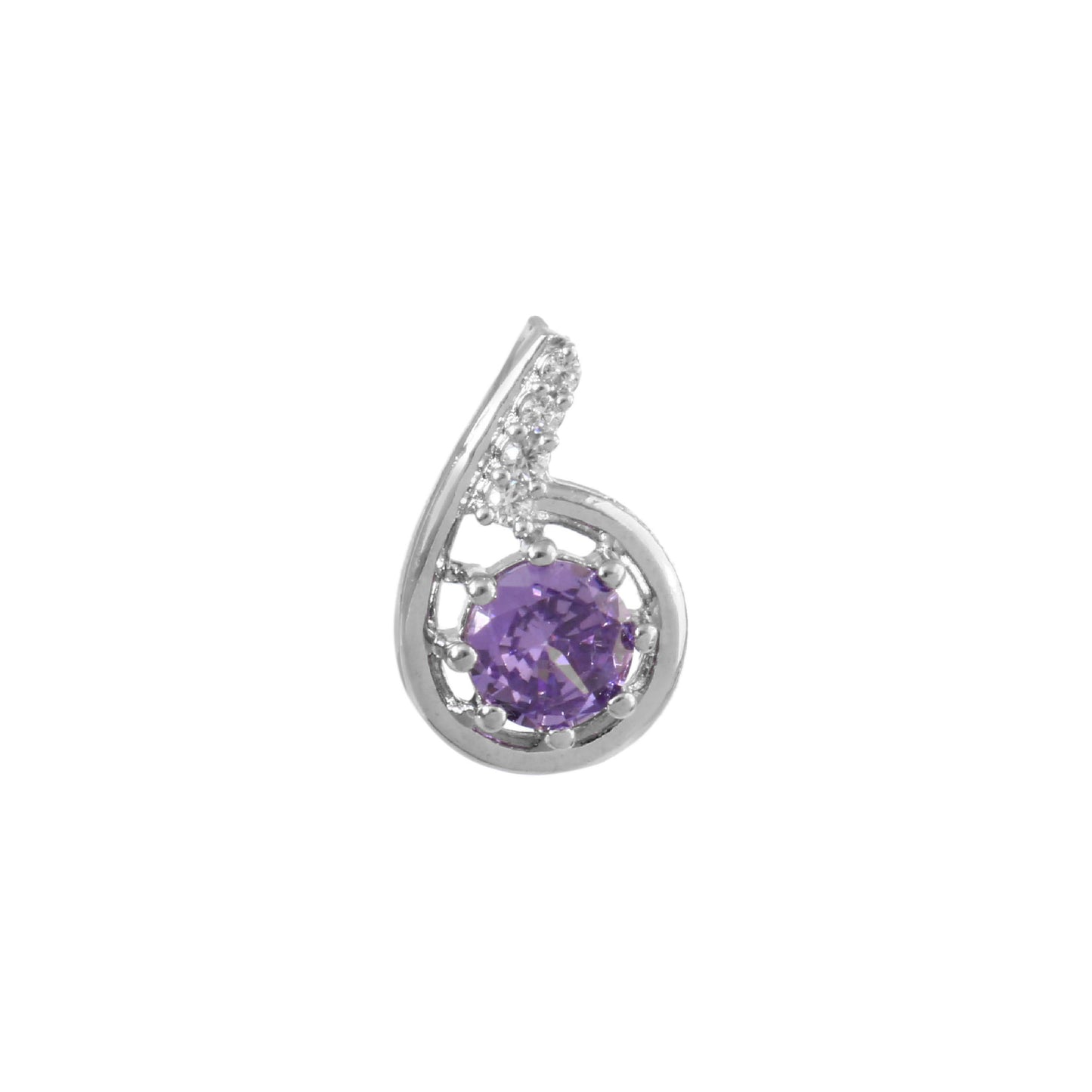 925 Silver Purple CZ Teardrop Pendant – Elegant Zircon Halo Necklace Charm