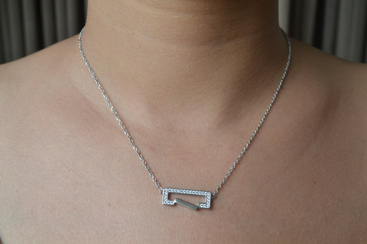 Minimalist Geometric Arrow Pendant in Sterling Silver