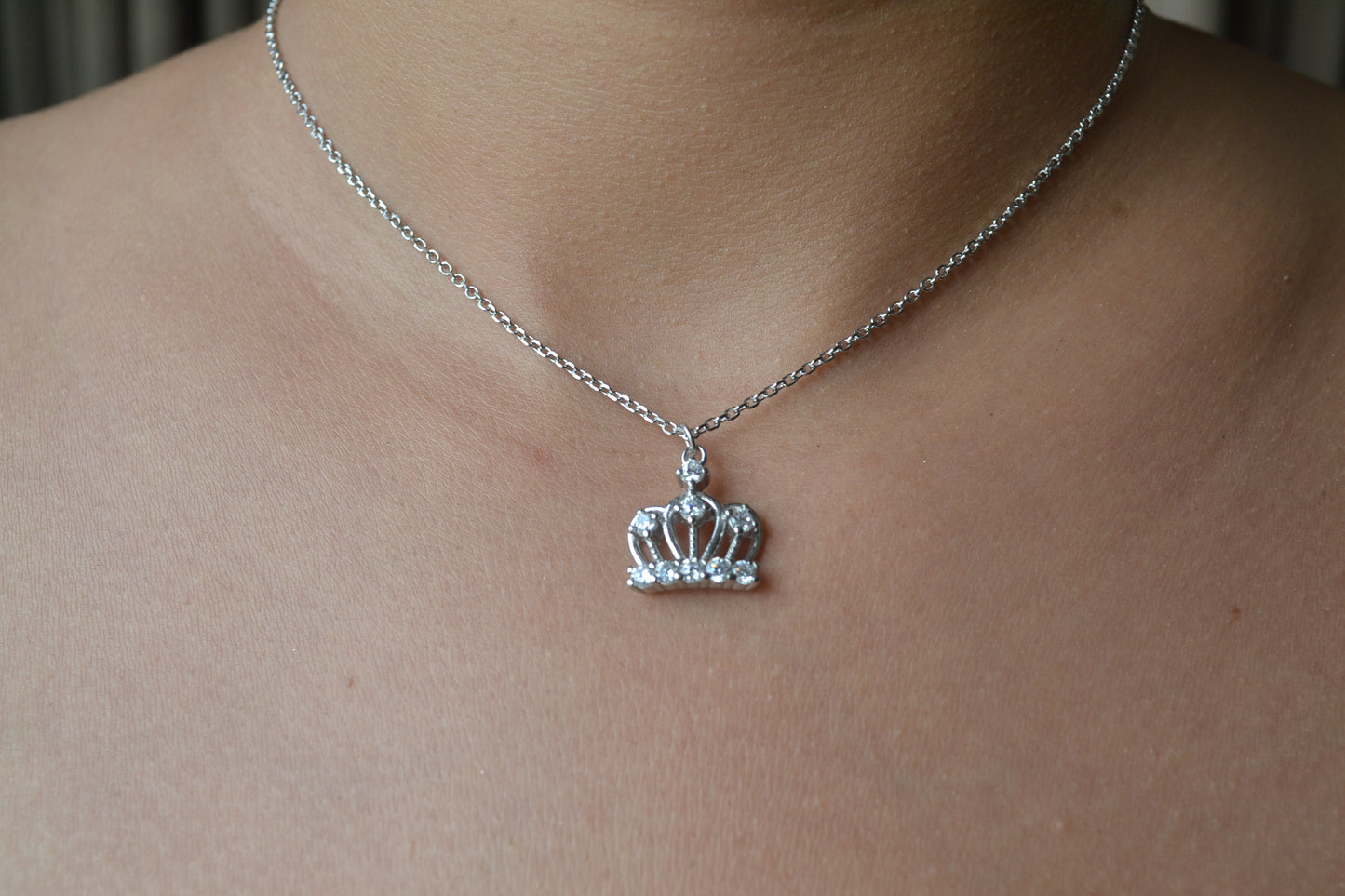925 Silver Crown Pendant Necklace