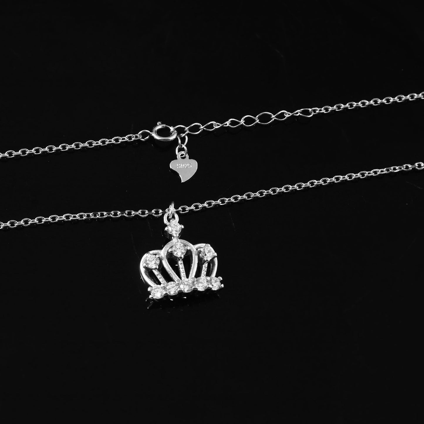 925 Silver Crown Pendant Necklace