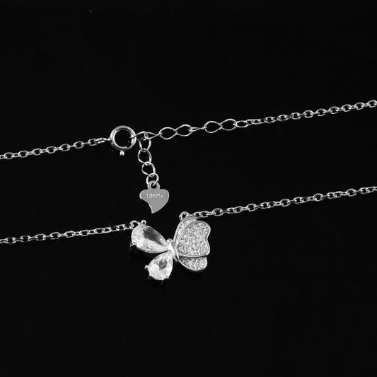 925 Silver Butterfly Pendant with Dual Textures