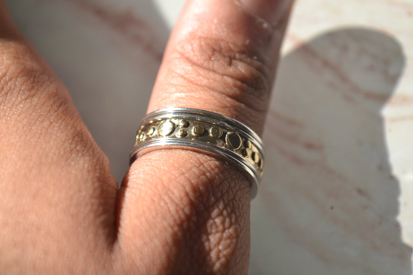 Bold Dotted Brass Spinner Ring