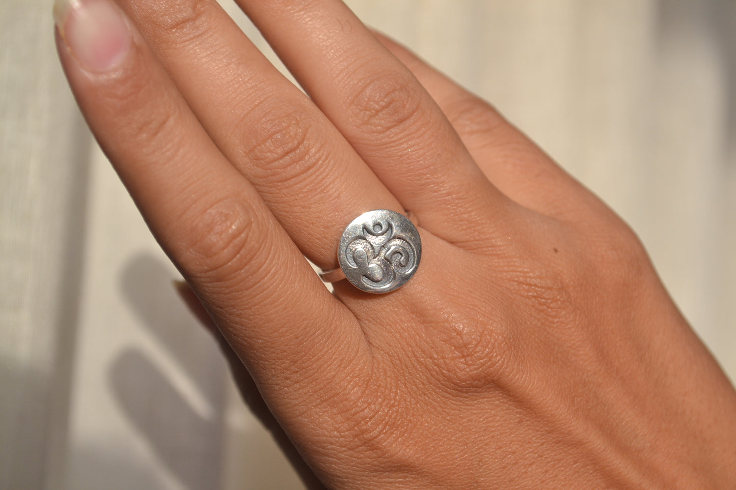 Om Symbol Sterling Silver Ring