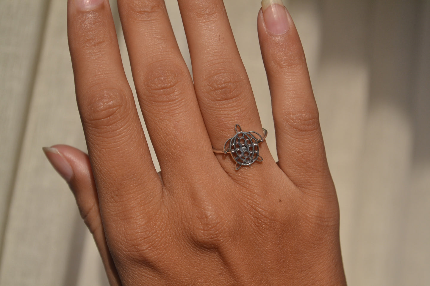 Abstract Petal Lattice Silver Ring