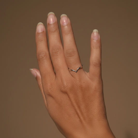 Minimalist V-Shape Sterling Silver Ring