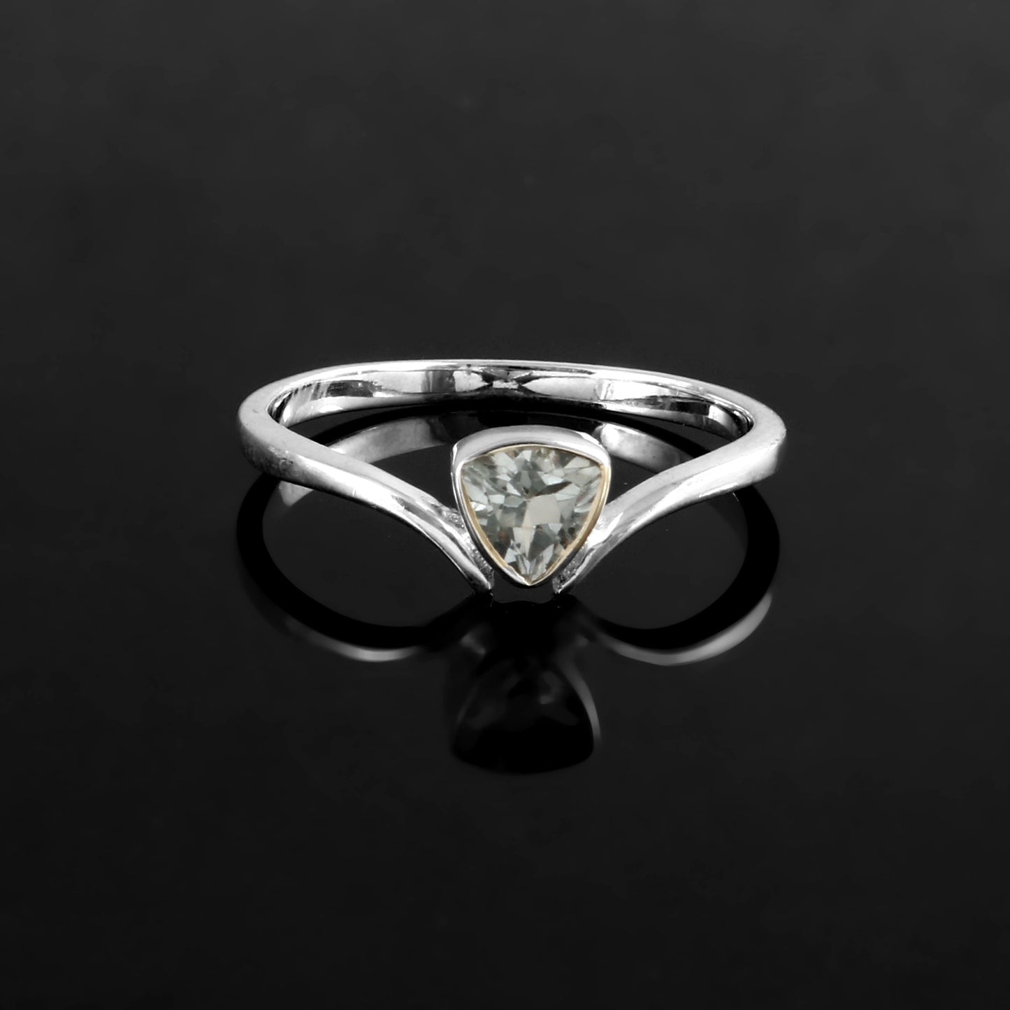 Sterling Silver Trillion Blue Topaz Ring – Minimalist Triangle Gemstone Ring for Women