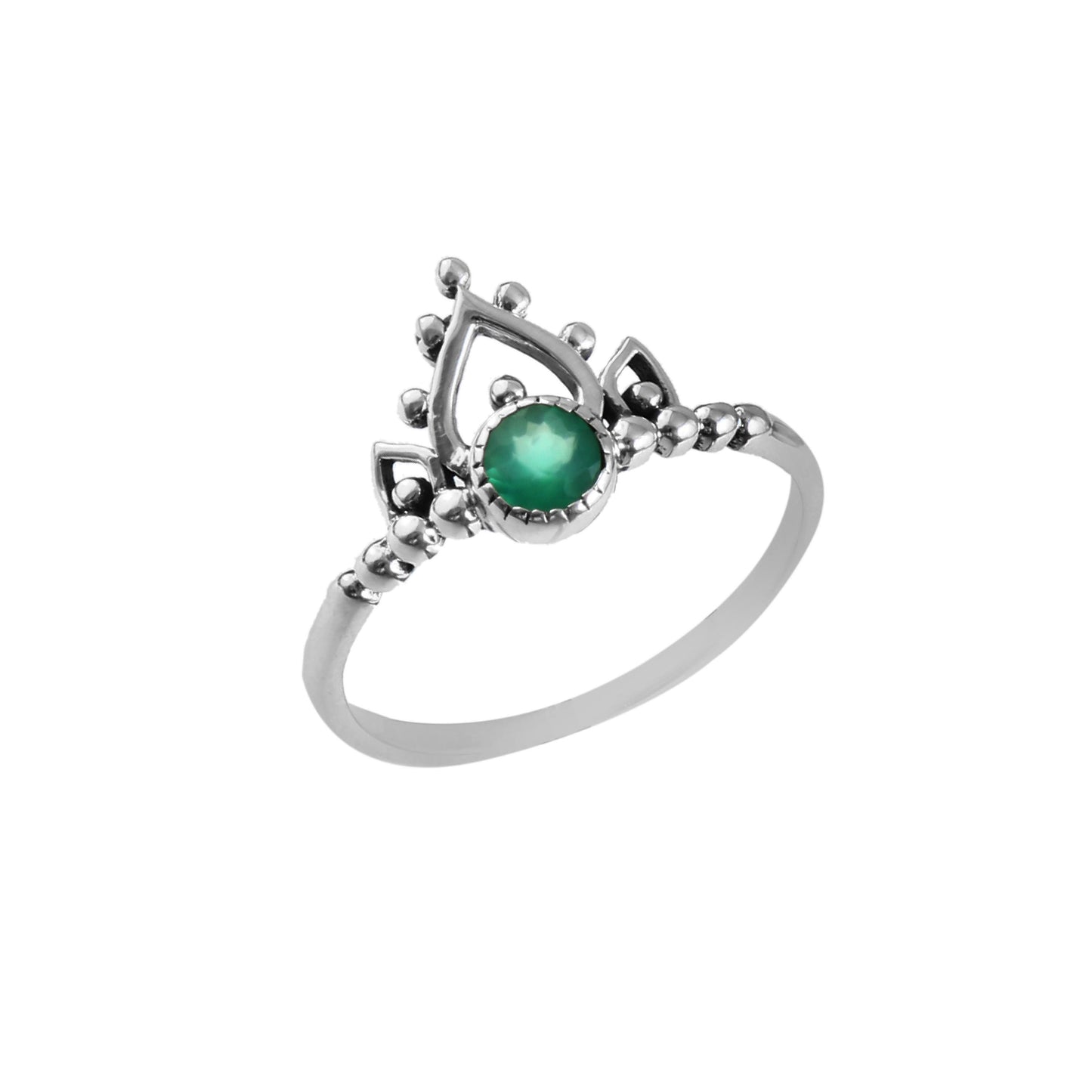 Emerald Lotus Crown Ring