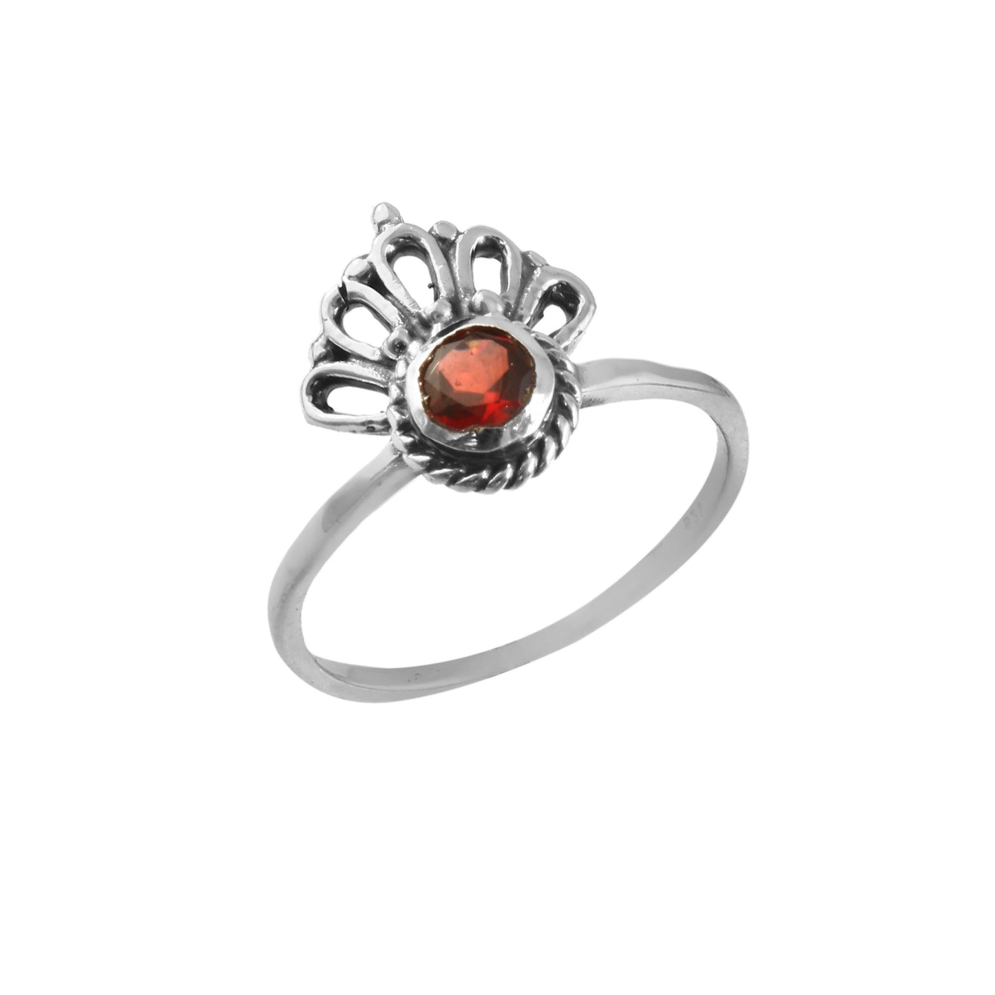 Crown Garnet Ring