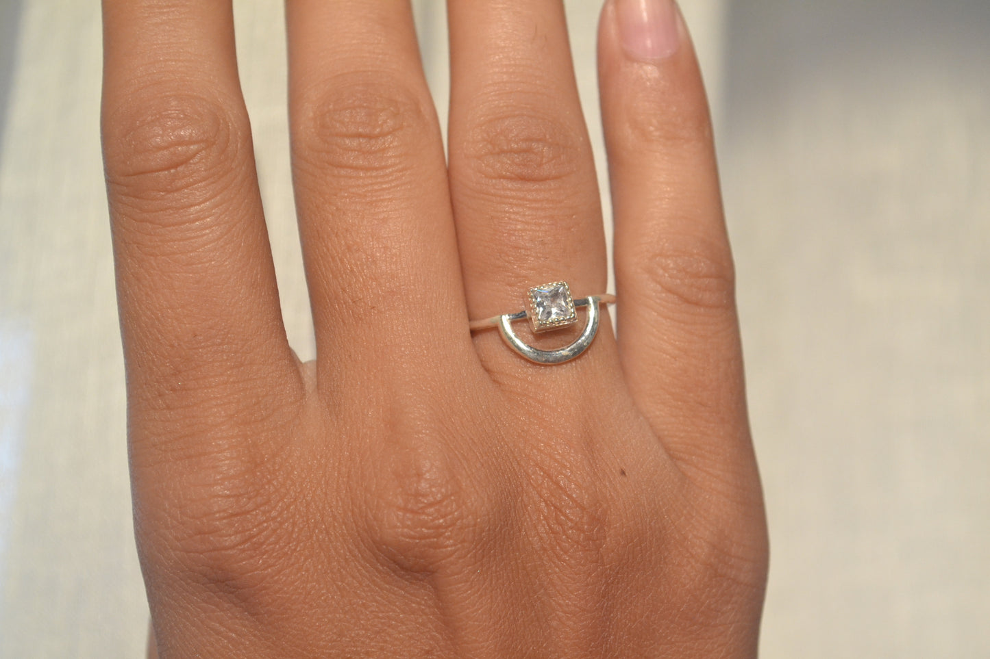 Minimalist Crystal Geometric Ring