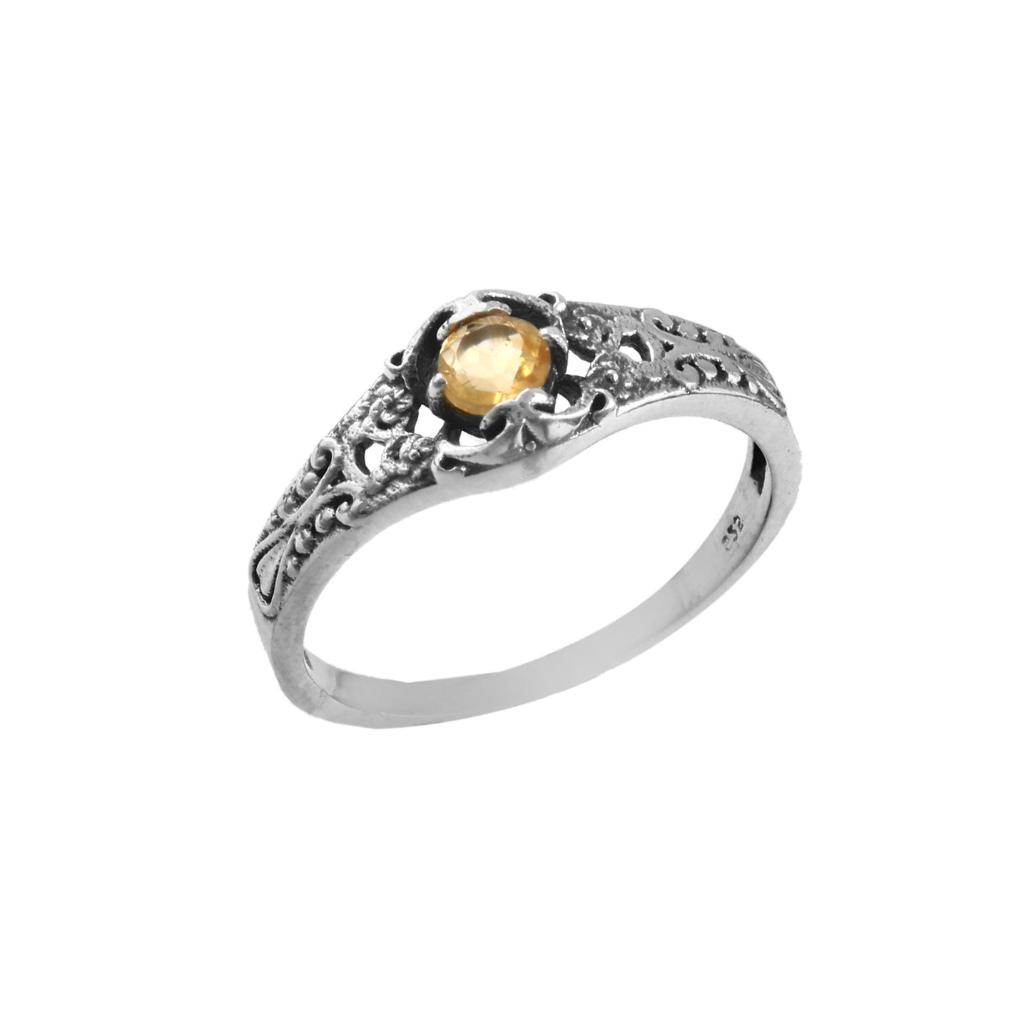 Vintage Citrine Filigree Ring