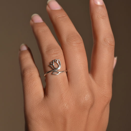 Sterling Silver Blooming Lotus Ring