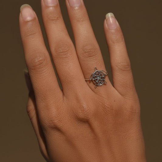 Abstract Tortoise Lattice Silver Ring - Zirak Silver
