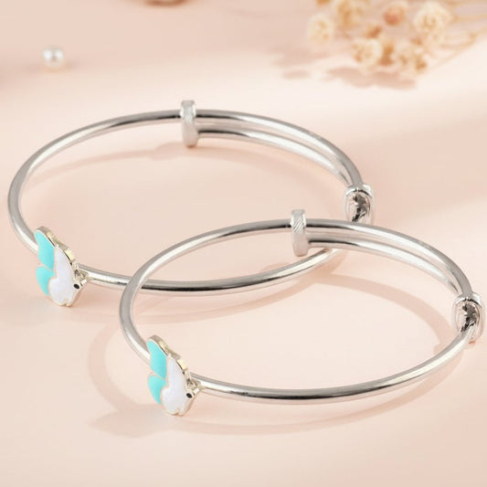 Adjustable 925 Silver Cloud Charm Bracelet with Blue Enamel – Minimal Everyday Bangle - Zirak Silver