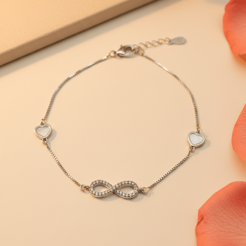 Anant Heart & Infinity Bracelet - Zirak Silver
