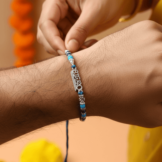 Big Bro Beaded Rakhi for Brother | Blue & Silver Rakhi Bracelet | Rakshabandhan Gift - Zirak Silver