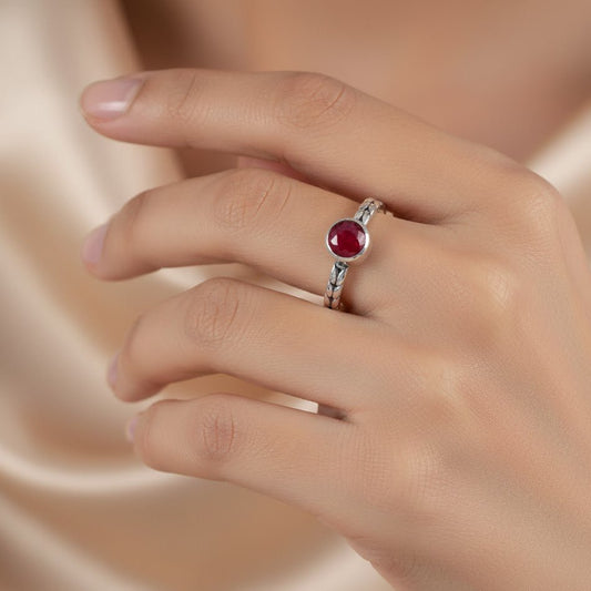 Braided Garnet Ring - Zirak Silver