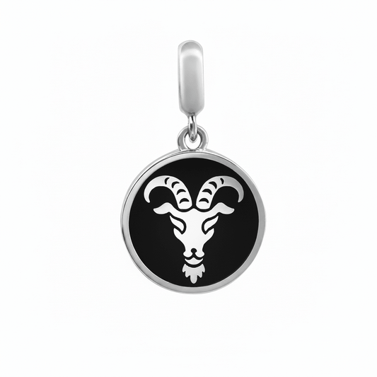 Capricorn Zodiac Sign Charm in 925 Silver – Enamel Pendant - Zirak Silver