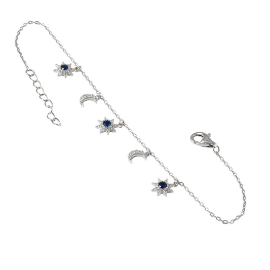Celestial Star & Moon 925 Silver Charm Bracelet - Zirak Silver