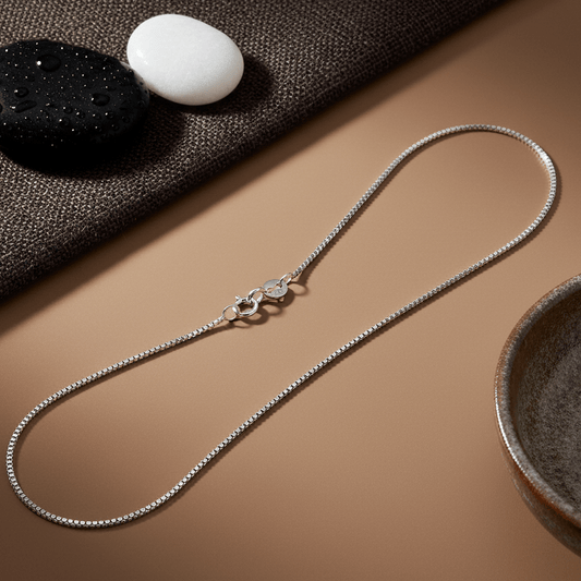 Chahat Chain – Rhodium Plated Box Silver Chain - Zirak Silver