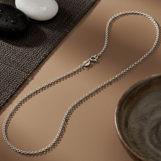 Classic Rolo Link Silver Chain – 925 Sterling Round Link Necklace - Zirak Silver