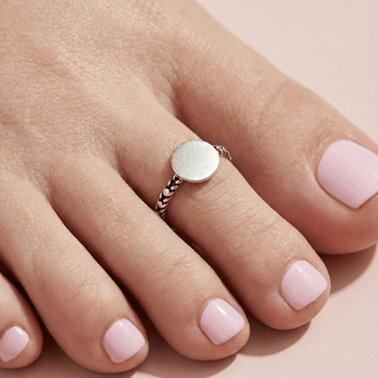 Classic Silver Round Disc Toe Ring - Zirak Silver