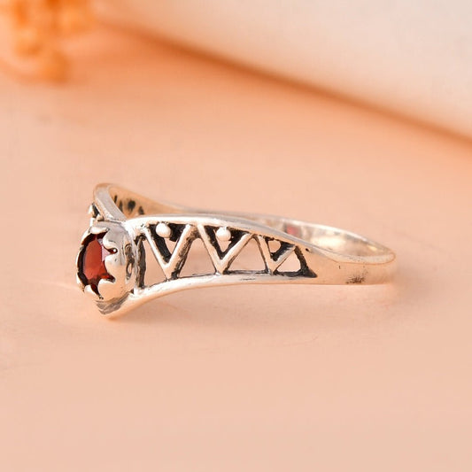 Crimson Glyph Ring - Zirak Silver