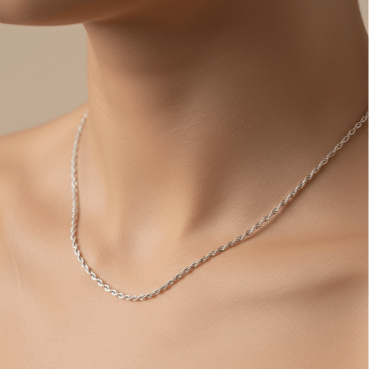 Delicate Twisted Rope Silver Chain – 925 Sterling Fine Cable Necklace - Zirak Silver