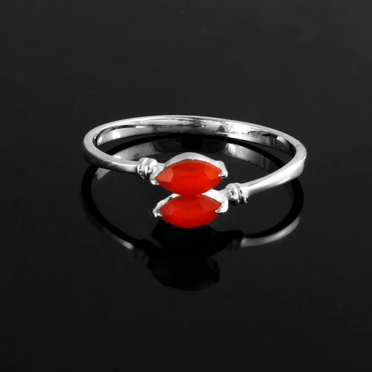 Dual Flame Carnelian Ring - Zirak Silver