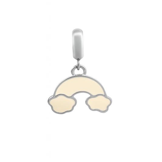 925 Sterling Silver Rainbow Charm with Crystal Clouds – Colorful Enamel Bead for Bracelet