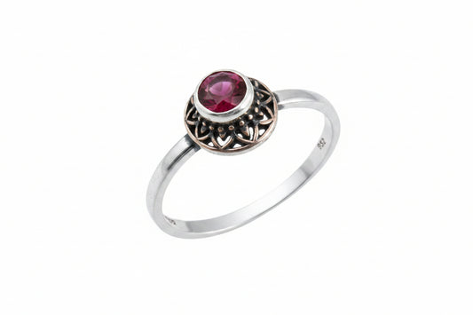 Geometric Amethyst Ring - Zirak Silver