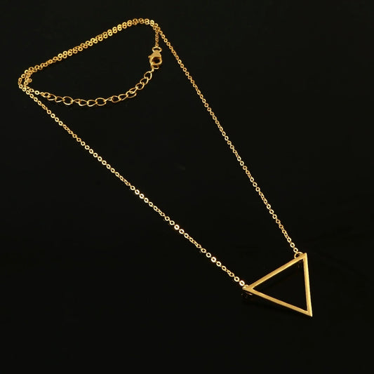 Geometric Triangle Necklace – Gold - Plated Minimalist Pendant Chain - Zirak Silver