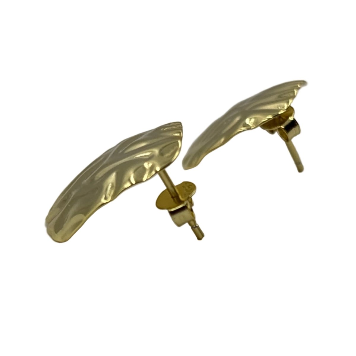 Gold Plated Abstract Textured Stud Earrings | 925 Silver Statement Earrings - Zirak Silver