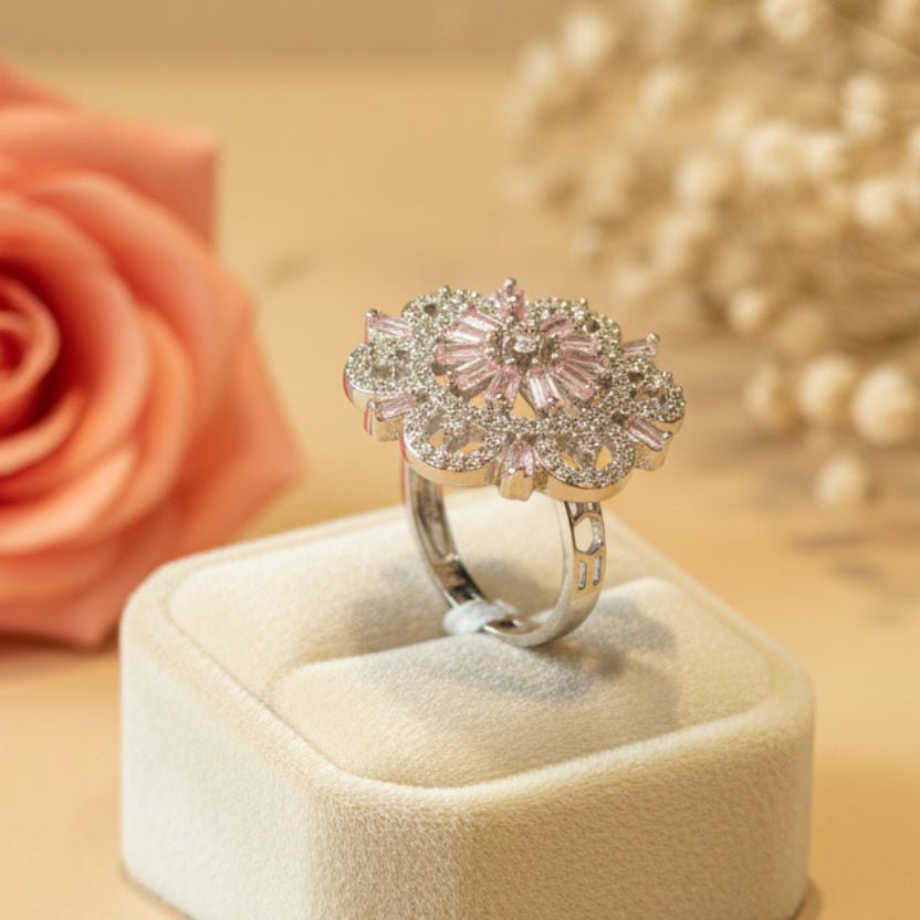 Gulnaar Pink Ring - Zirak Silver