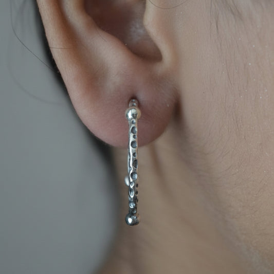 Hand - Hammered Hoop Earrings in 925 Silver - Zirak Silver