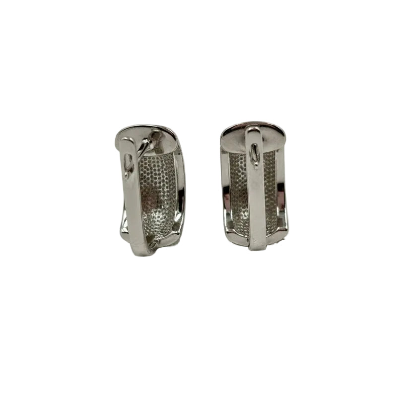 Hand - Painted Enamel Floral Huggie Earrings in 925 Sterling Silver - Zirak Silver