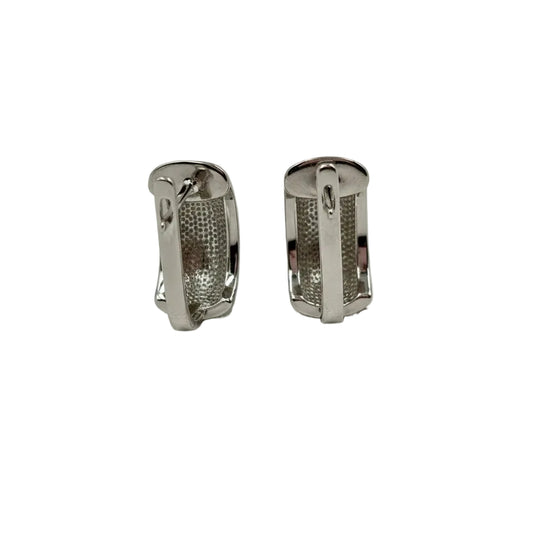 Hand - Painted Enamel Floral Huggie Earrings in 925 Sterling Silver - Zirak Silver