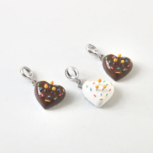 Heart Chocolate Sprinkle Charm in 925 Silver - Zirak Silver