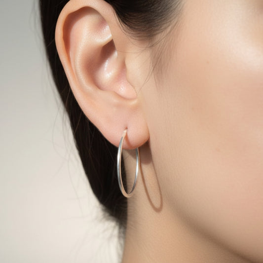 Inaaya Hoops – Ultra - Light 925 Silver Minimal Hoop Earrings - Zirak Silver