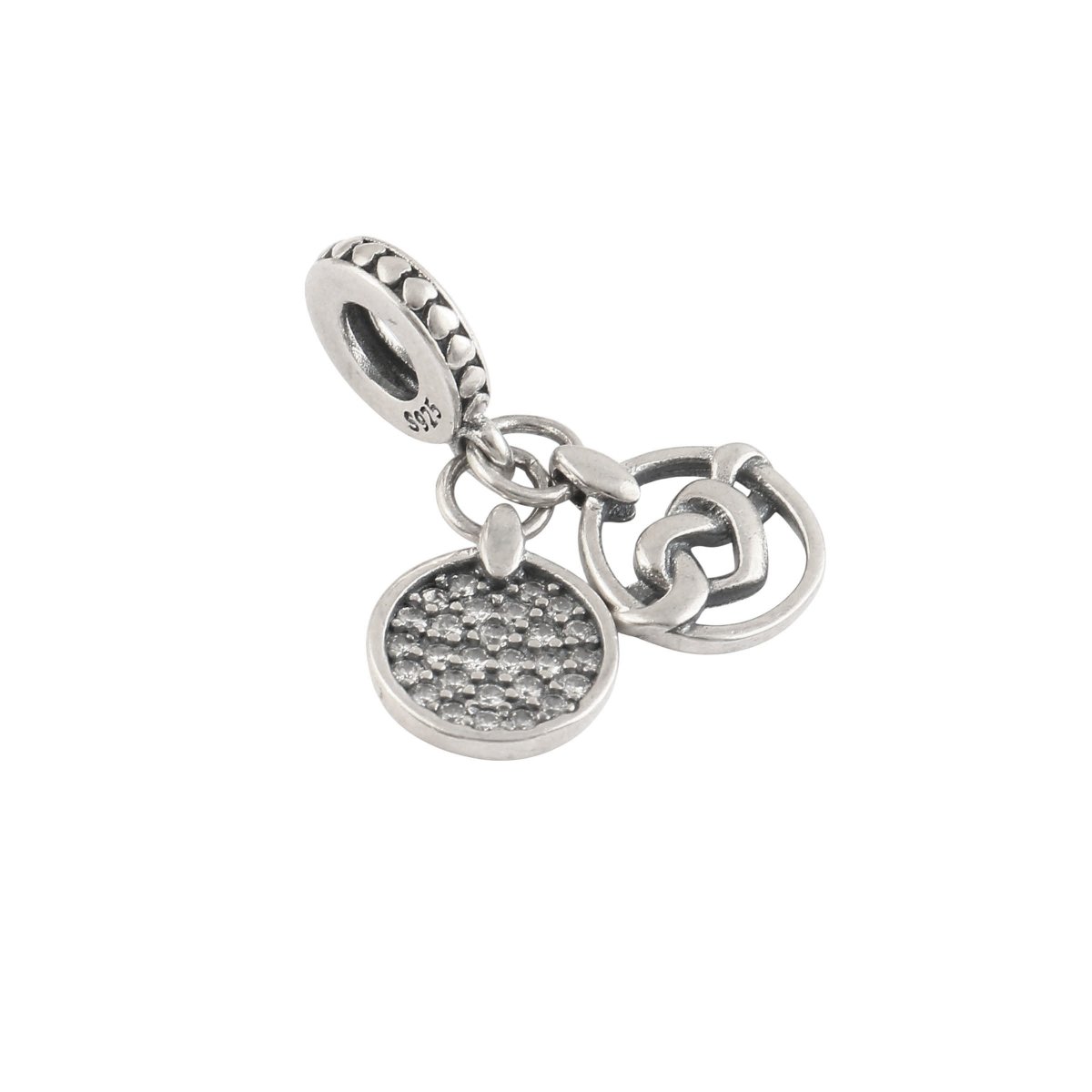 Interlinked Chain Circle Dangle Charm in 925 Sterling Silver - Zirak Silver