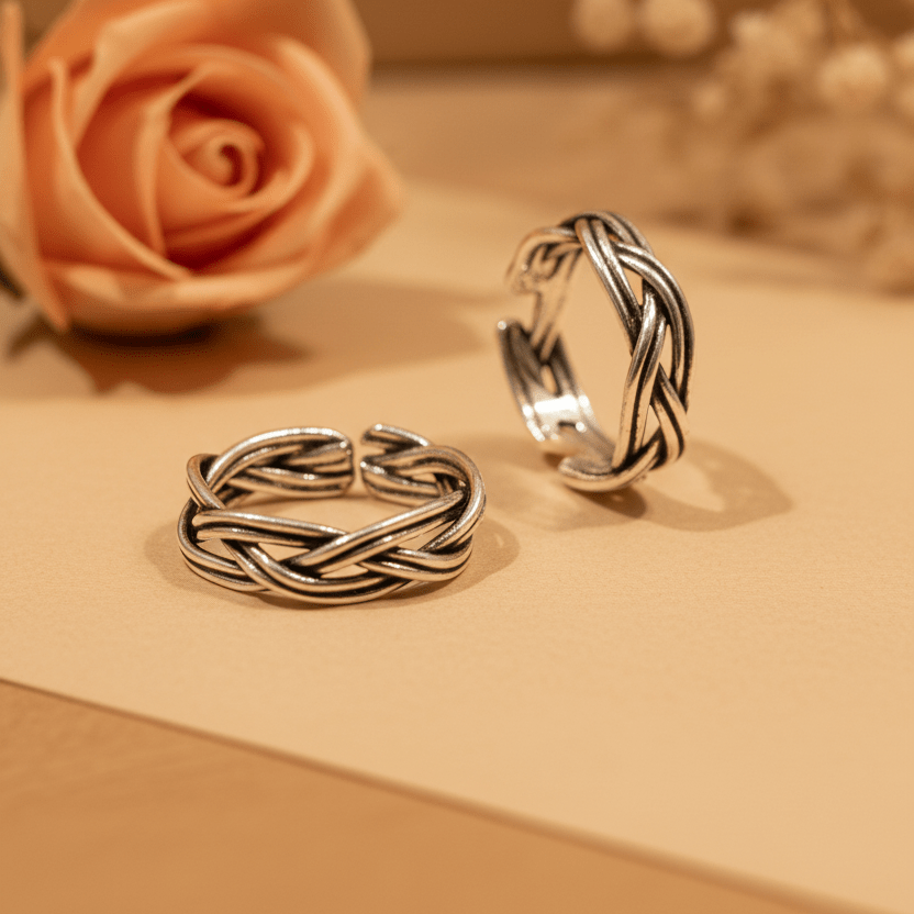 Jaal Silver Toe Ring Pair - Zirak Silver