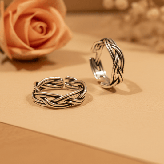 Jaal Silver Toe Ring Pair - Zirak Silver