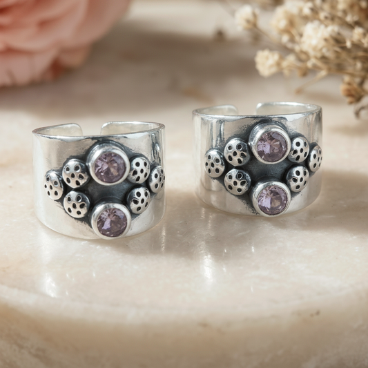 Jamun Tribal Toe Ring - Zirak Silver