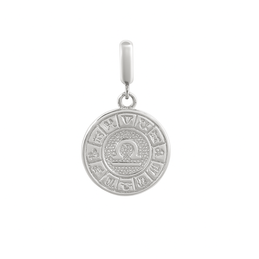 Libra Zodiac Charm in Sterling Silver – Double - Sided Blue Enamel Pendant - Zirak Silver